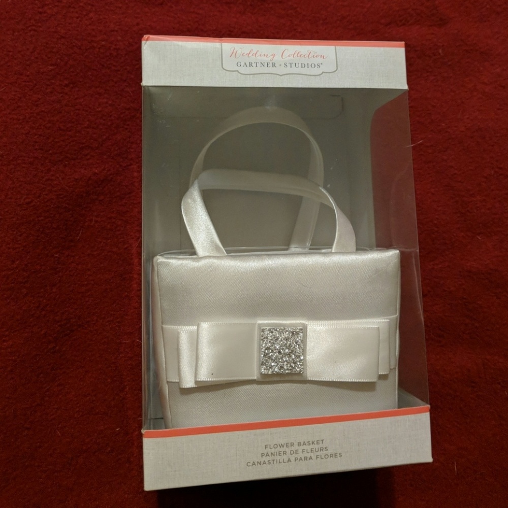 White Bow Flower Girl Basket